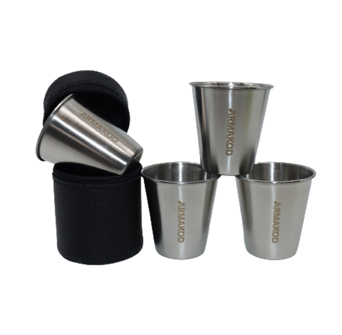 Gobelets en inox 85ml 4pces avec étui-image